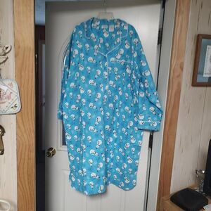 New Secret Treasures Blue Snowman Flannel Nightgown Size Women's 2XL 18W 20W